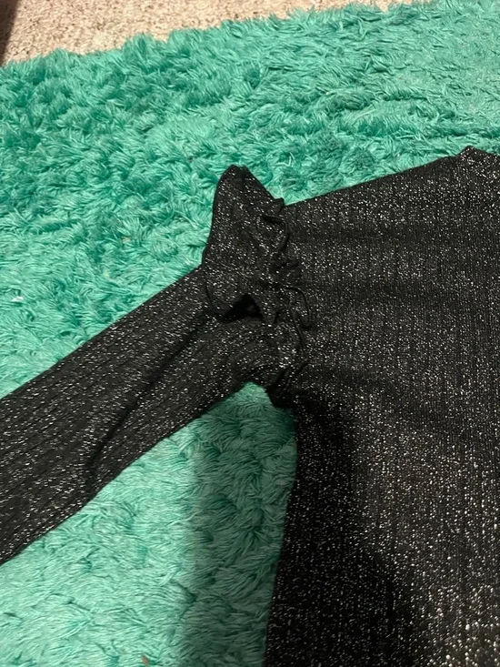 Black Sparkle Wide-Leg Knit Pants - kids matching Set - Picture 4 of 5